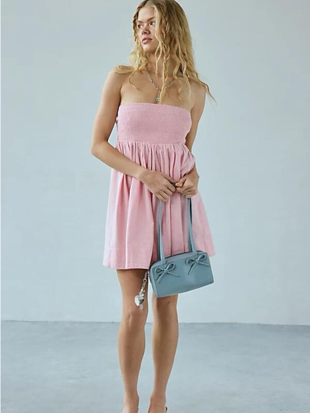 Urban Outfitters Pink Strapless Smocked Mini Dress- New With Tags